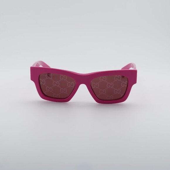 Gucci GG1835S 004 Sunglasses Fucsia Square Frame, Red with GG Pattern Lenses main image 3
